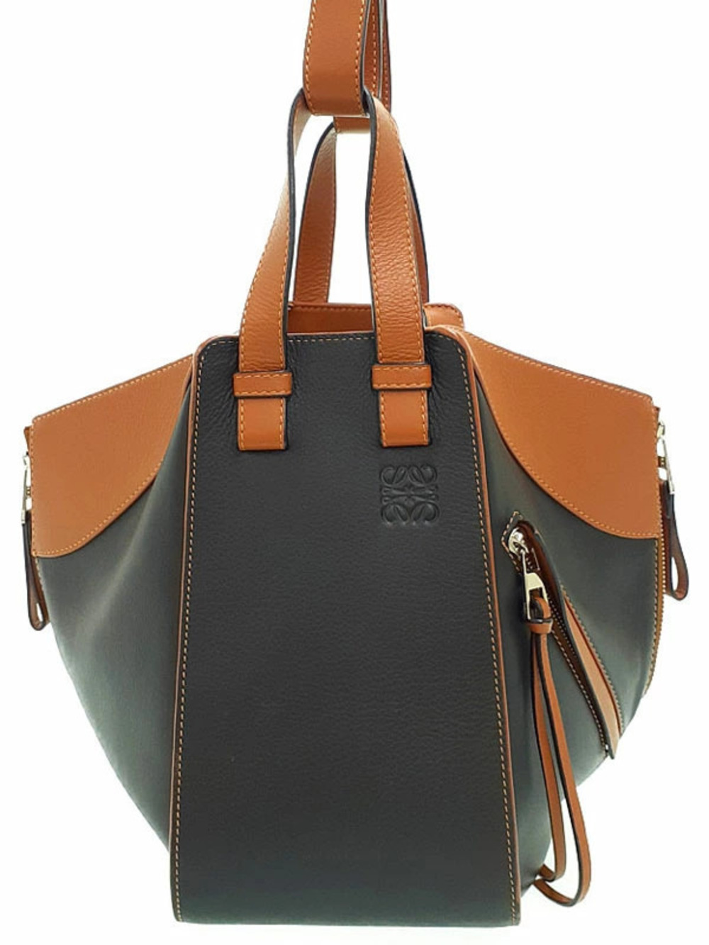 Loewe Hammock tan calfskin leather Bag top carry handles Brown
